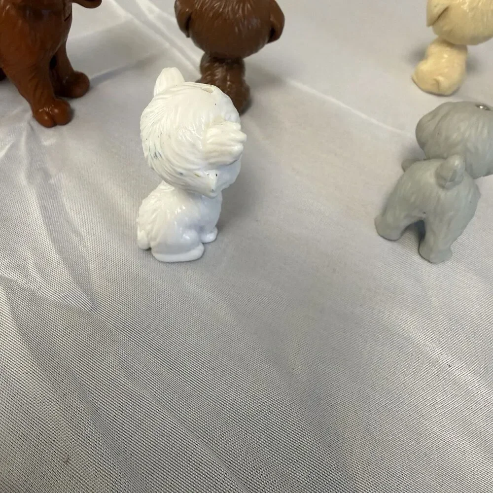 Barbie Doll Pet Dogs Lot of 6 Puppy Figures Mixed Breeds Brown White Cream Small